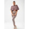Fioletowy T-shirt damski crop top TRECGIRL BASIC T-SHIRT 160 PURPLE