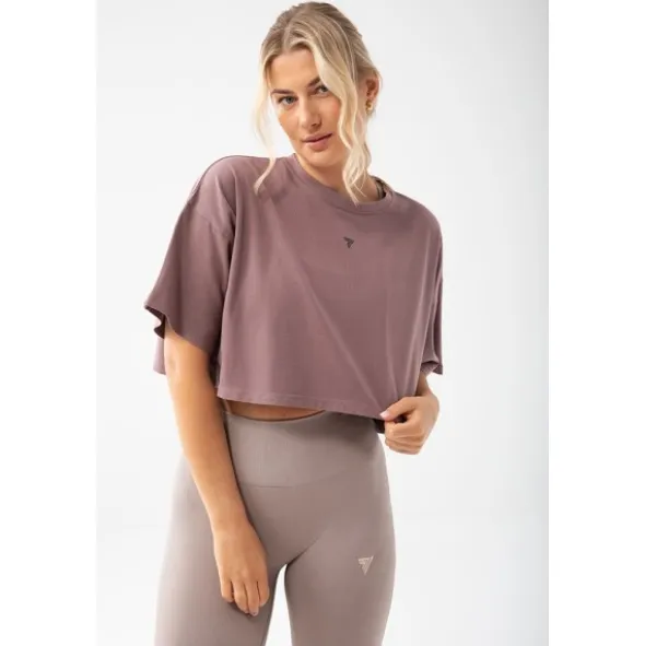 Fioletowy T-shirt damski crop top TRECGIRL BASIC T-SHIRT 160 PURPLE