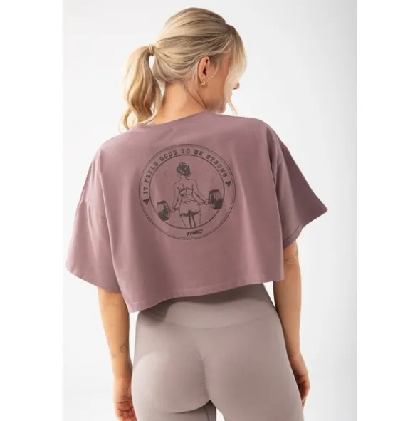 Fioletowy T-shirt damski crop top TRECGIRL BASIC T-SHIRT 160 PURPLE