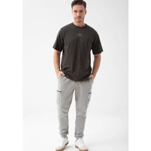 Grafitowy T-shirt męski TW Basic TSHIRT OVERSIZE 192 M GRAPHITE