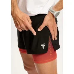 Męskie spodenki z wbudowanymi legginsami TW ENDURANCE SHORTS 170 TREC BLACK-RED