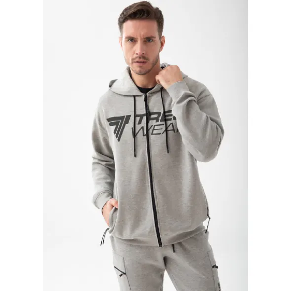 Szara bluza męska oversize TW BASIC HOODIE 193 M GREY
