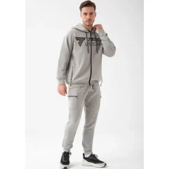 Szara bluza męska oversize TW BASIC HOODIE 193 M GREY