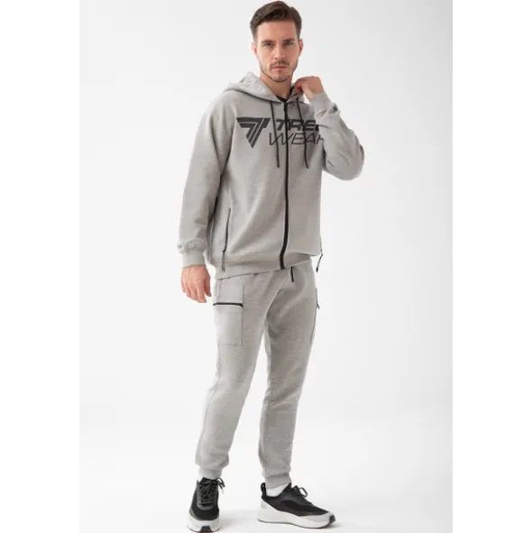 Szara bluza męska oversize TW BASIC HOODIE 193 M GREY