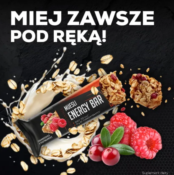 Zestaw 10 batonów energetycznych MUESLI ENERGY BAR CRANBERRIES & RASPBERRIES