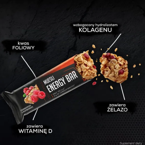 Zestaw 28 batonów energetycznych MUESLI ENERGY BAR CRANBERRIES & RASPBERRIES