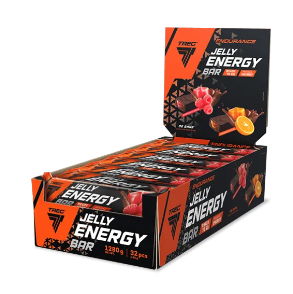 Zestaw 32 batonów energetycznych z galaretką - JELLY ENERGY BAR RASPBERRY FLAVOUR