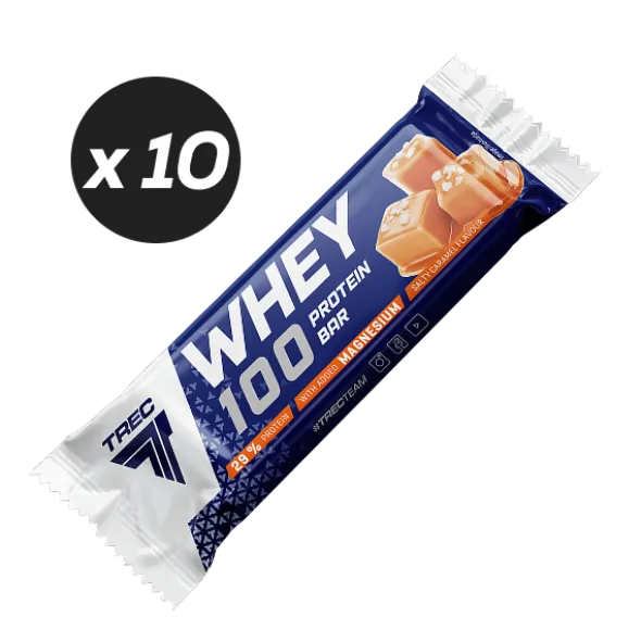 Zestaw 10 batonów proteinowych WHEY 100 PROTEIN BAR SALTY CARAMEL FLAVOUR