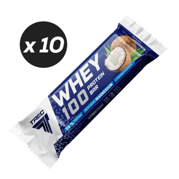 Zestaw 10 batonów proteinowych WHEY 100 PROTEIN BAR COCONUT FLAVOUR